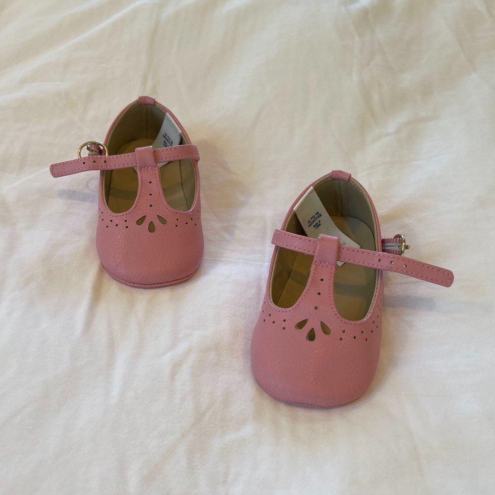 Janie and Jack Pink Mary Jane Crib Shoes 12-18mo